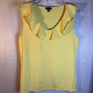 Talbots Women’s Medium Sleeveless Yellow Ruffle Neck Tank Top Blouse
